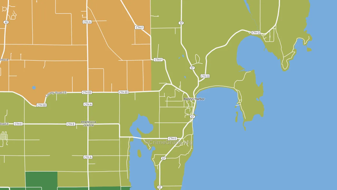 54202, WI Map of Drug-Related Crime Rates