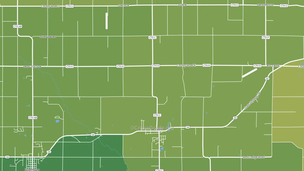 54205, WI Map of Drug-Related Crime Rates