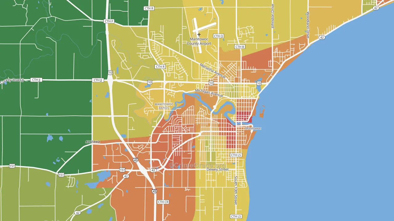 54220, WI Map of Drug-Related Crime Rates