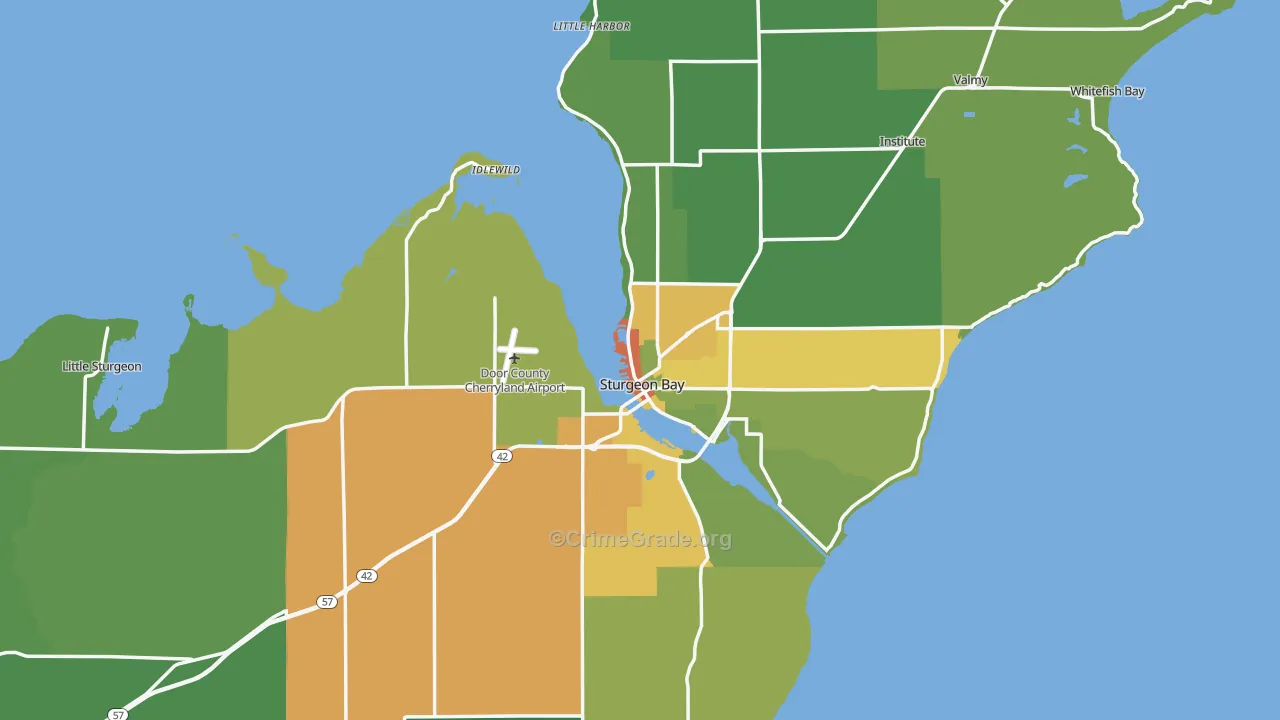 54235, WI Map of Drug-Related Crime Rates
