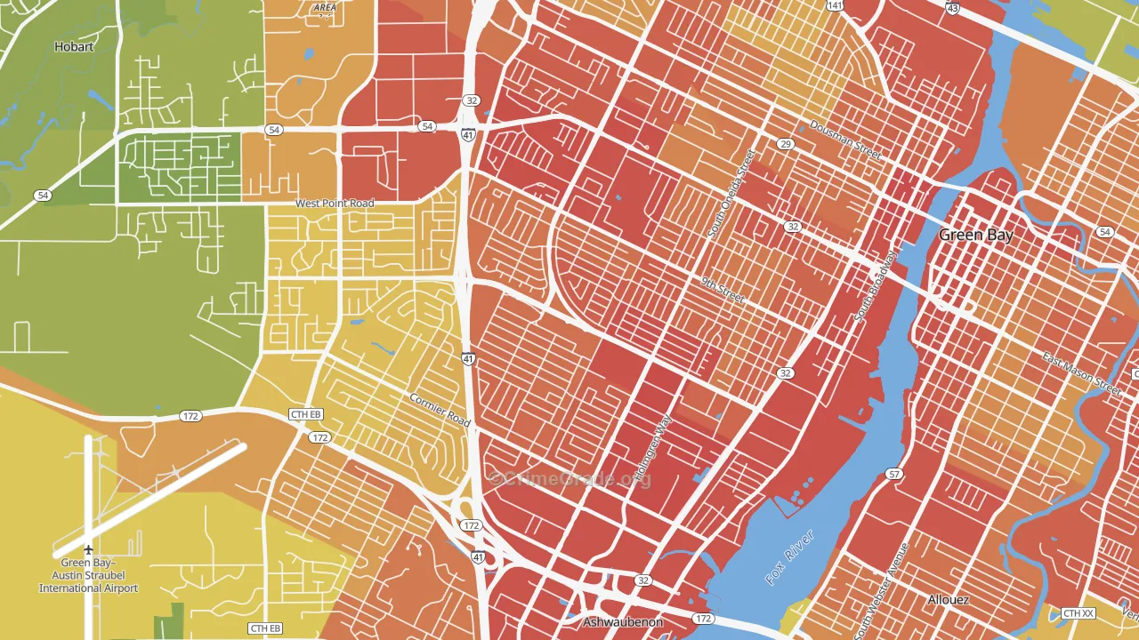 54304, WI Map of Drug-Related Crime Rates