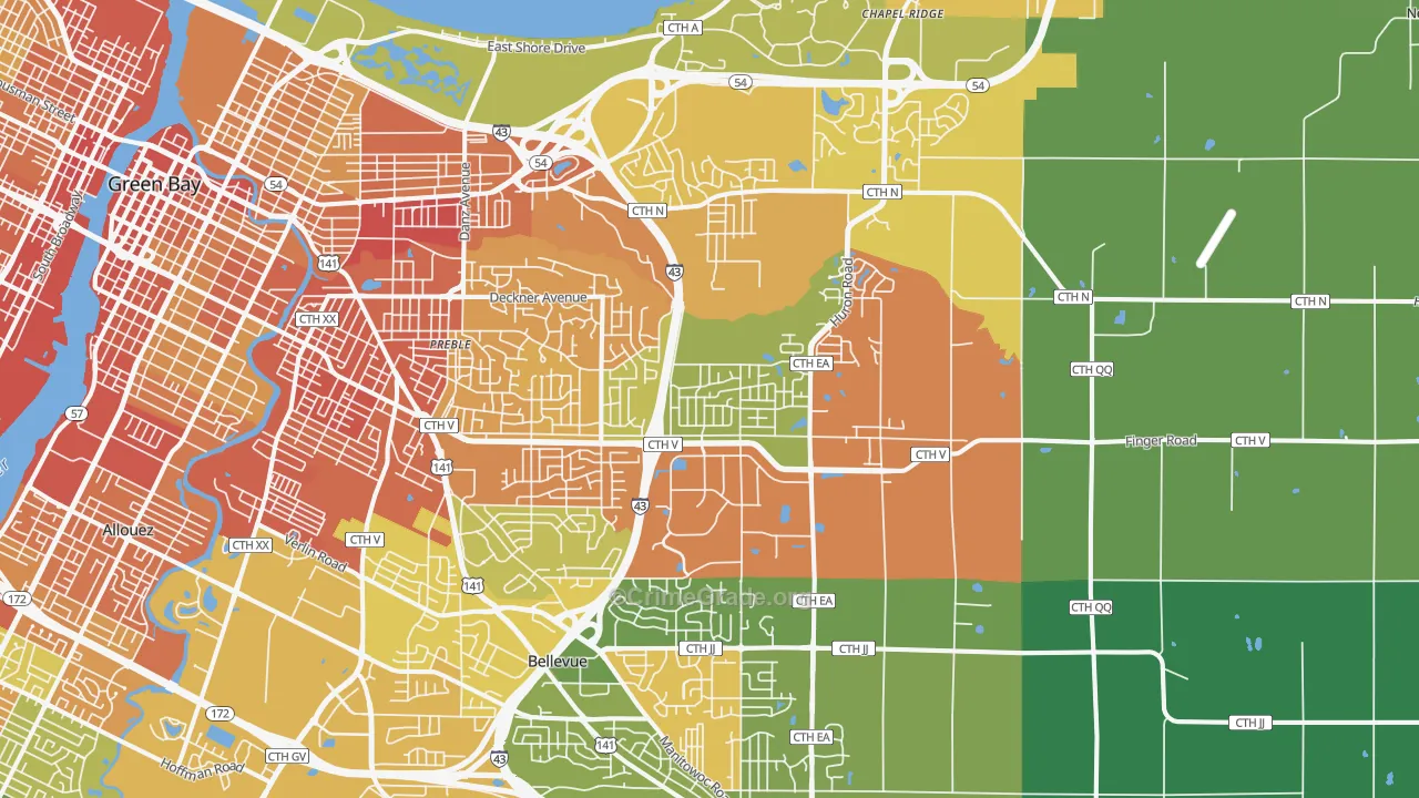 54311, WI Map of Drug-Related Crime Rates
