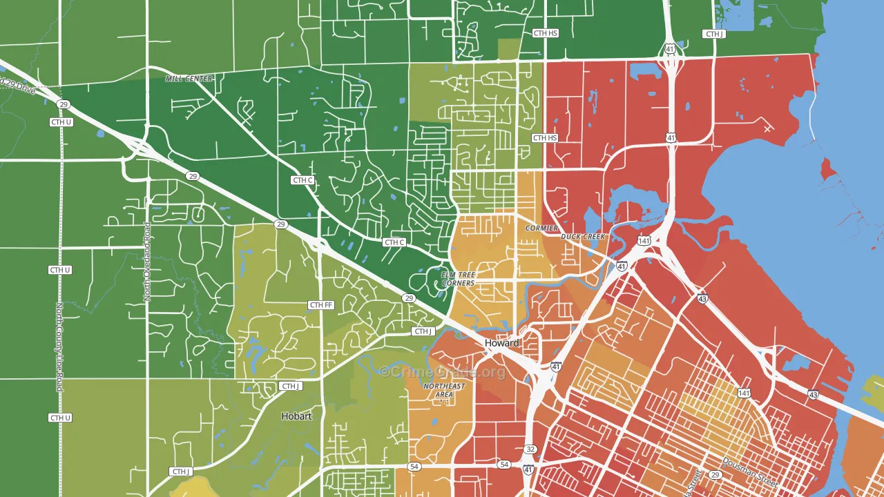54313, WI Map of Drug-Related Crime Rates