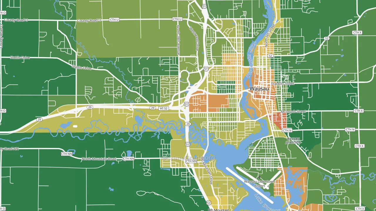 54401, WI Map of Drug-Related Crime Rates