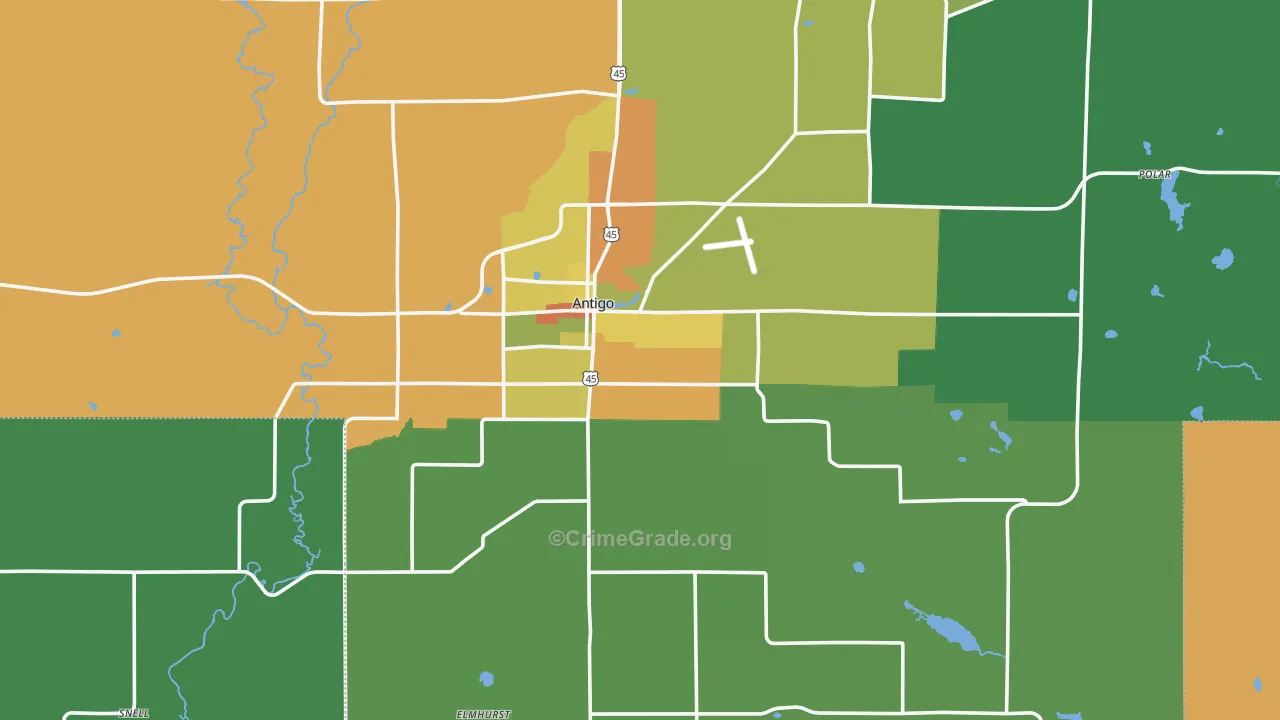 54409, WI Map of Drug-Related Crime Rates