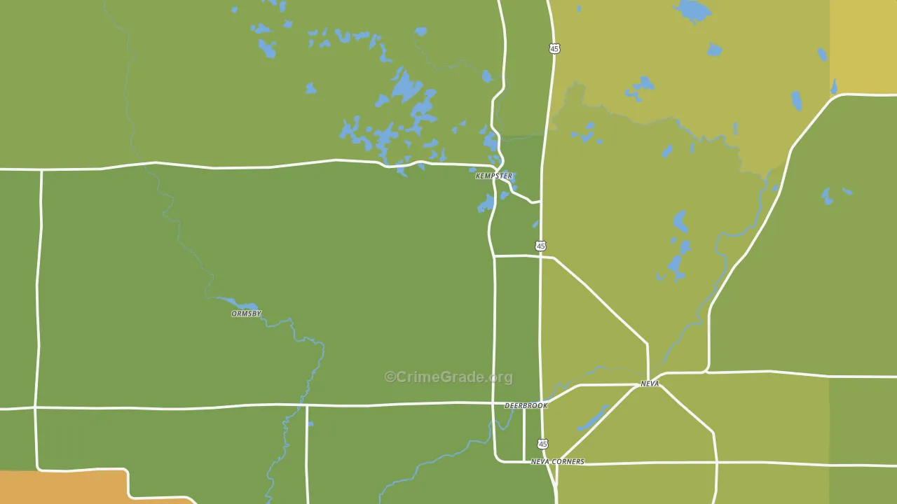 54424, WI Map of Drug-Related Crime Rates