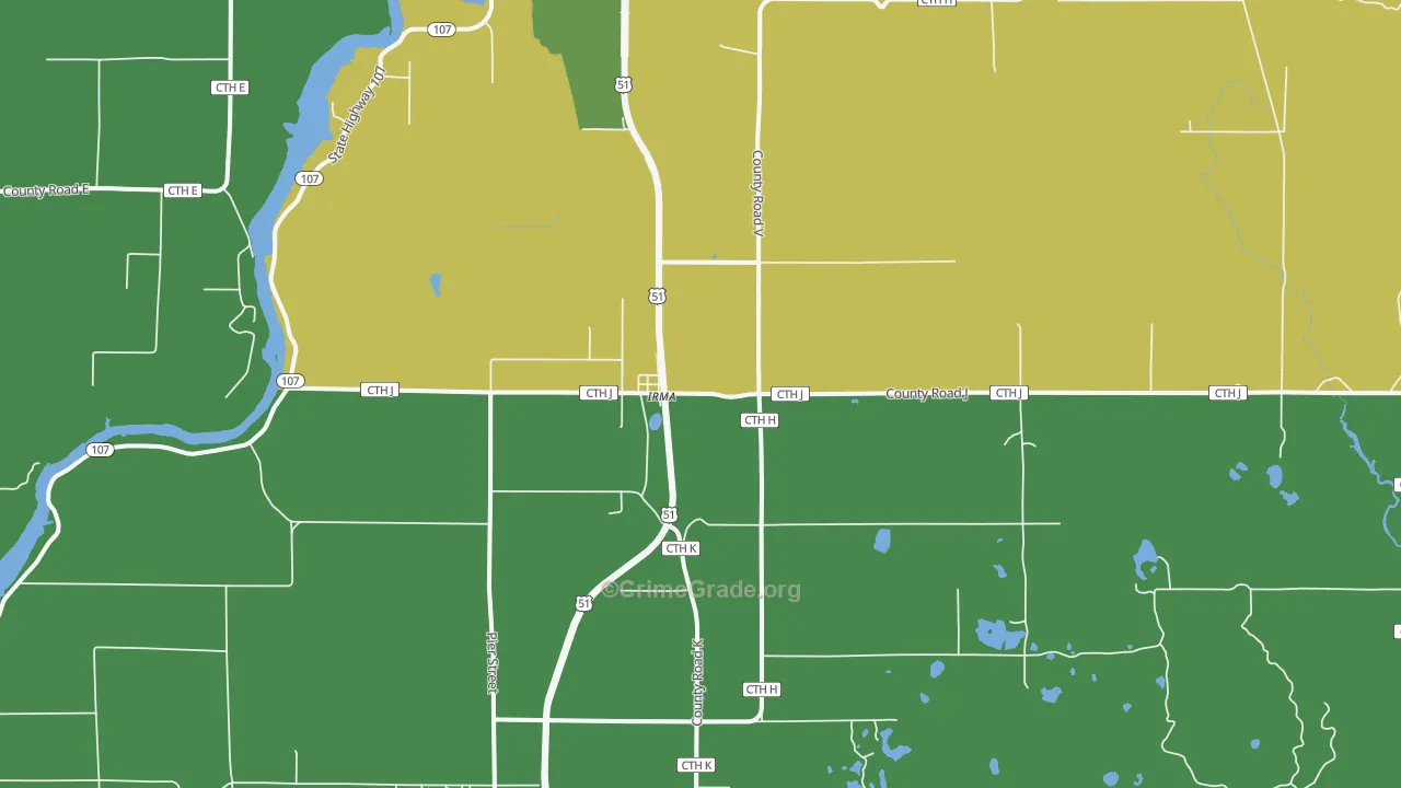 54442, WI Map of Drug-Related Crime Rates