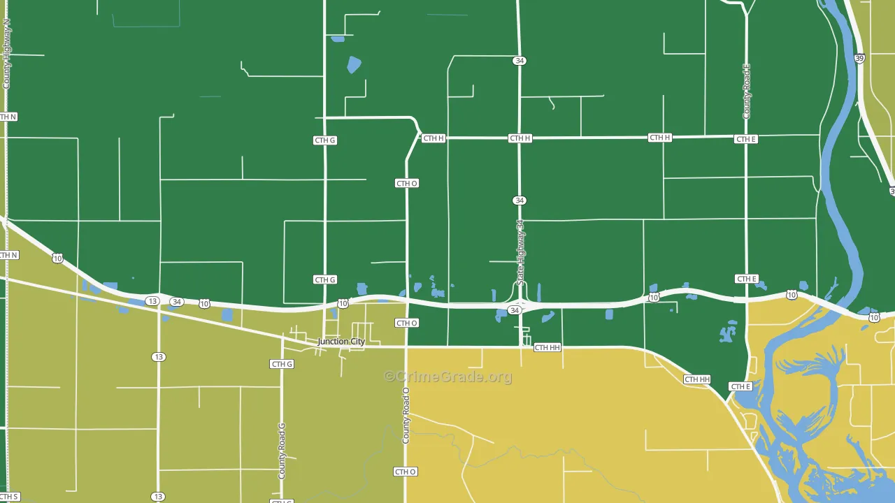 54443, WI Map of Drug-Related Crime Rates