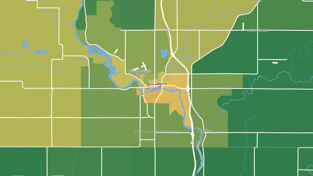 54452, WI Map of Drug-Related Crime Rates