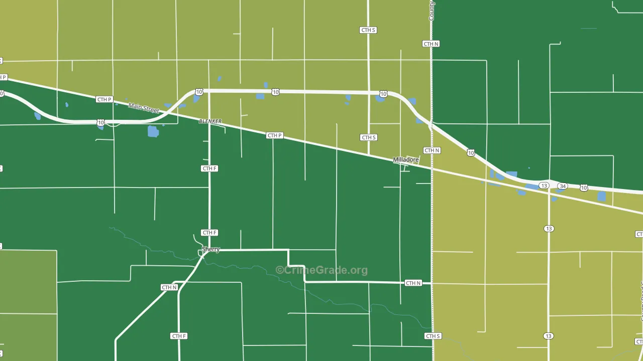 54454, WI Map of Drug-Related Crime Rates
