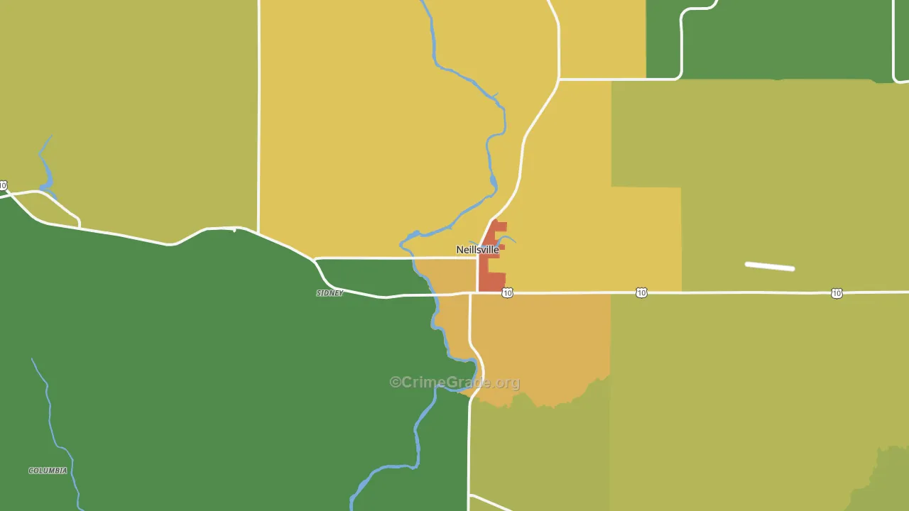 54456, WI Map of Drug-Related Crime Rates