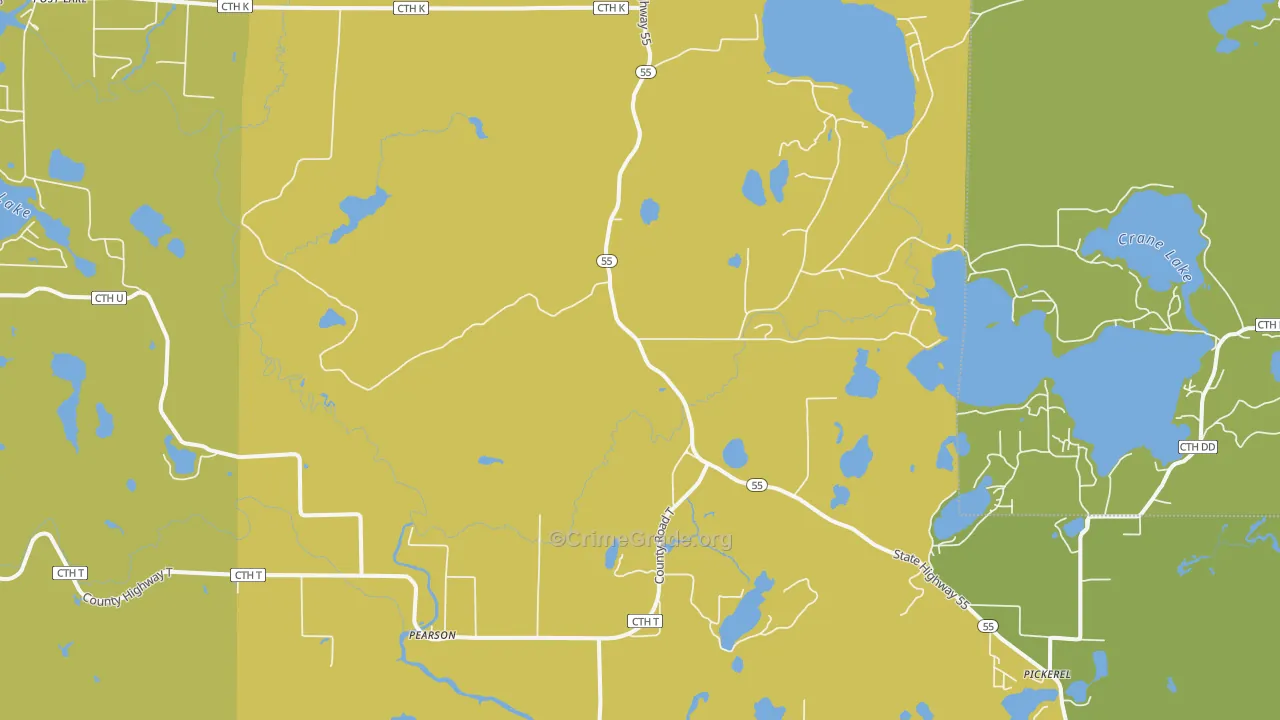 54462, WI Map of Drug-Related Crime Rates