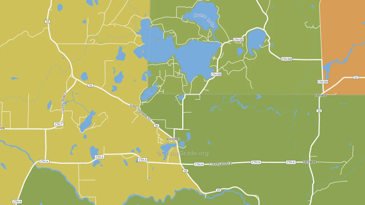 54465, WI Map of Drug-Related Crime Rates