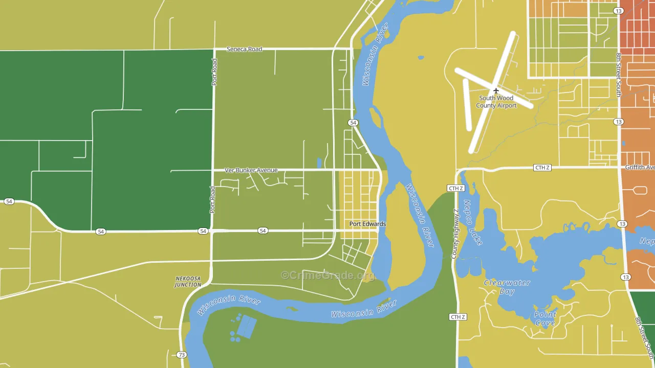 54469, WI Map of Drug-Related Crime Rates