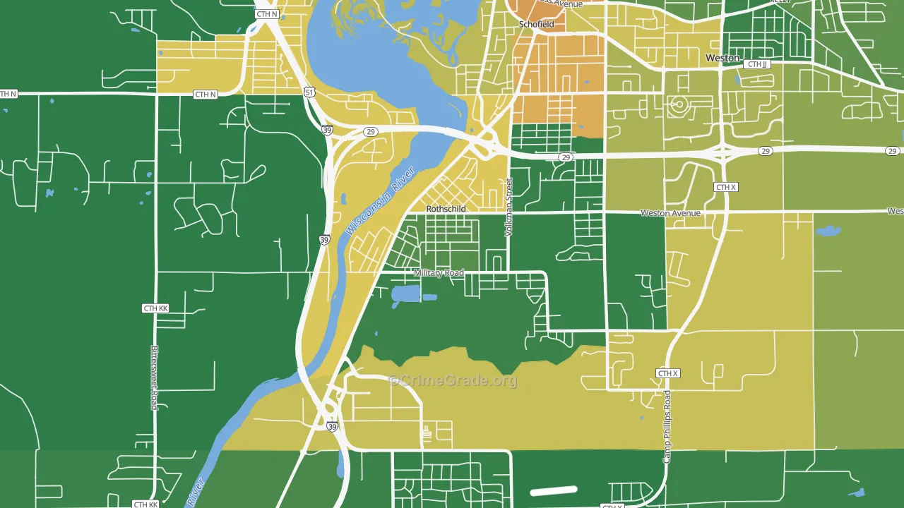 54474, WI Map of Drug-Related Crime Rates