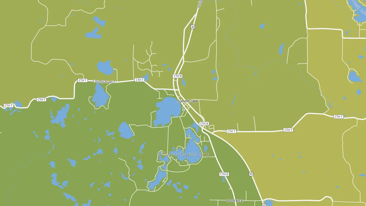 54485, WI Map of Drug-Related Crime Rates