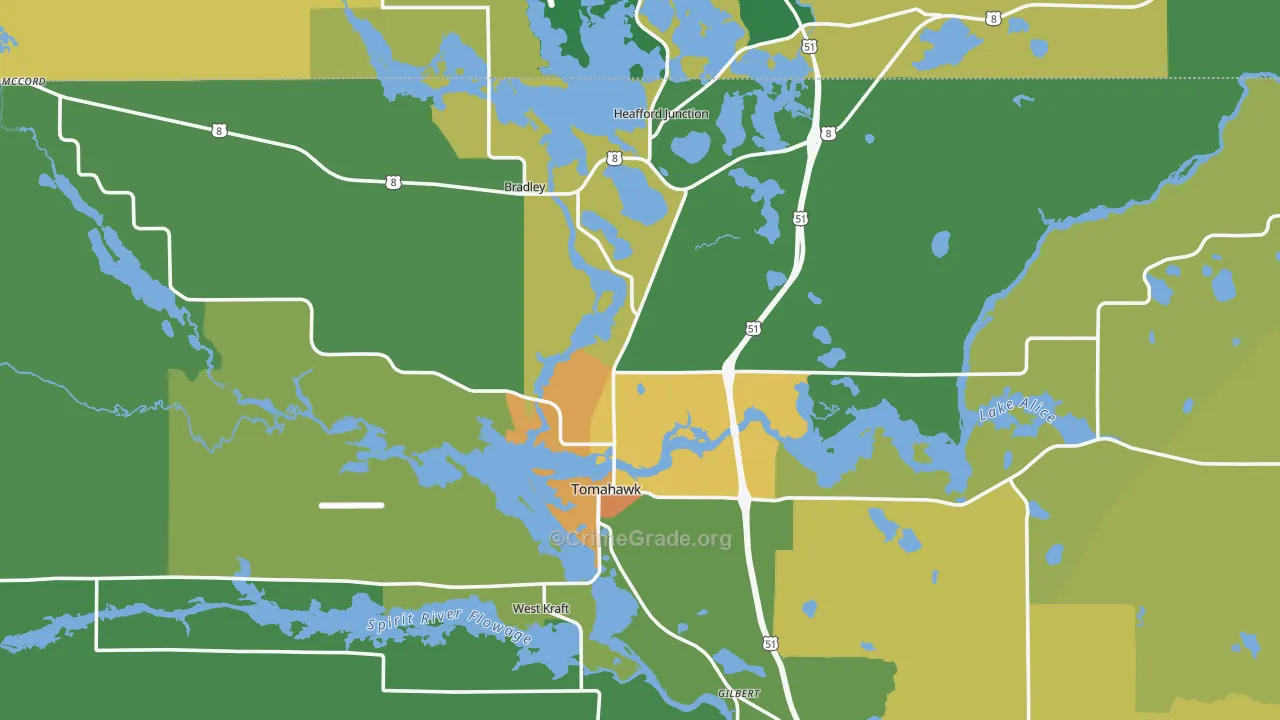 54487, WI Map of Drug-Related Crime Rates