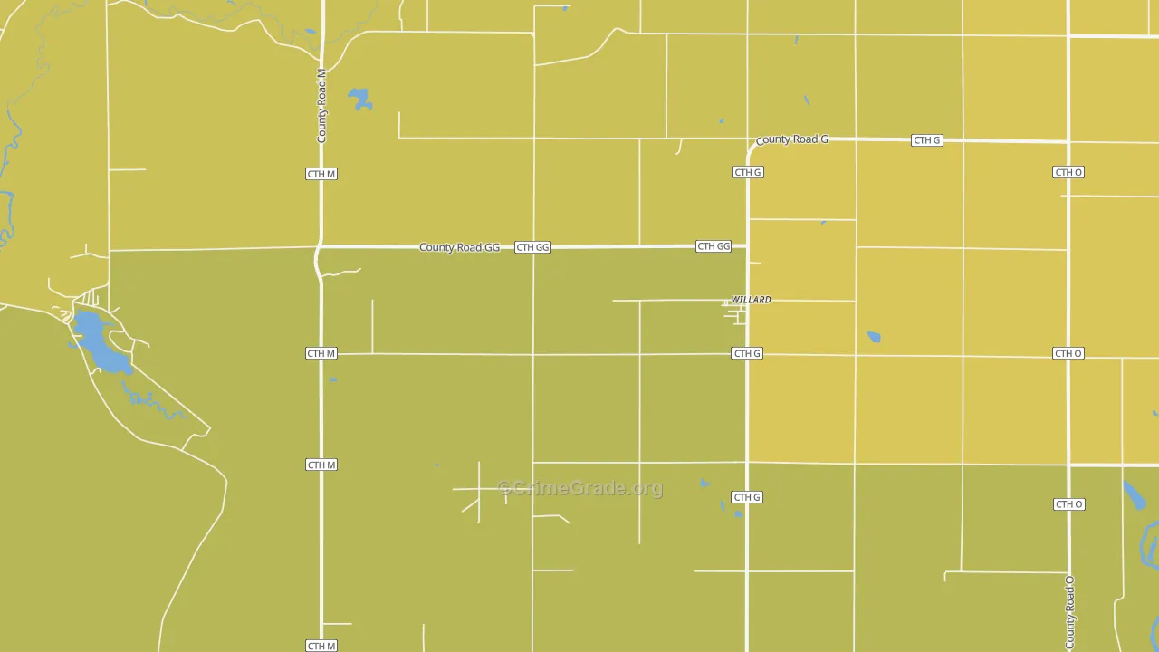 54493, WI Map of Drug-Related Crime Rates