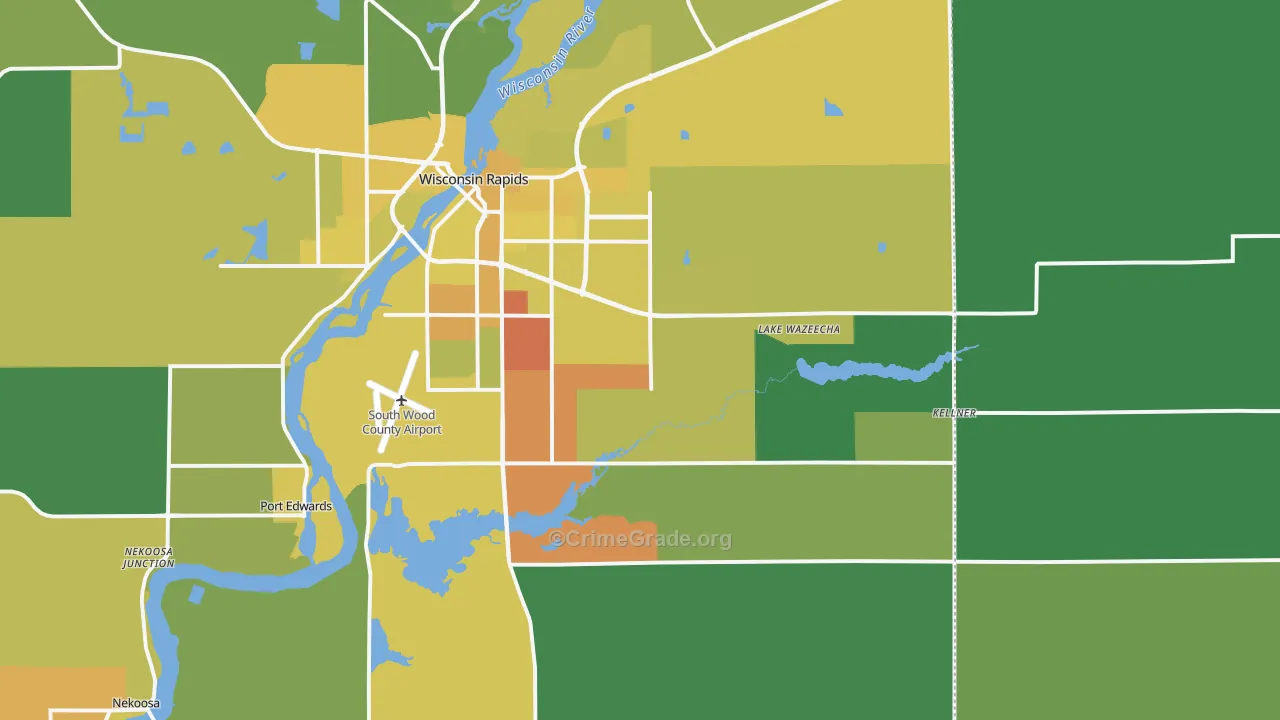 54494, WI Map of Drug-Related Crime Rates