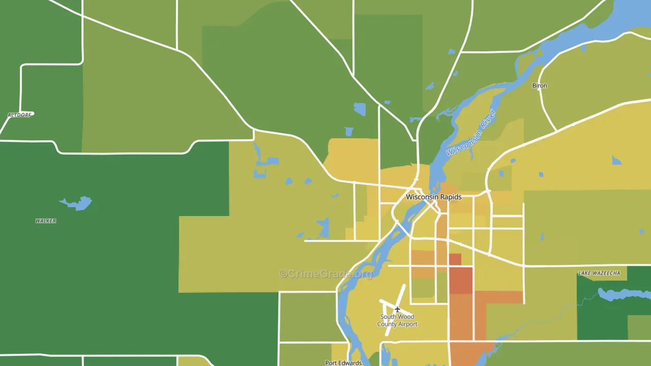 54495, WI Map of Drug-Related Crime Rates