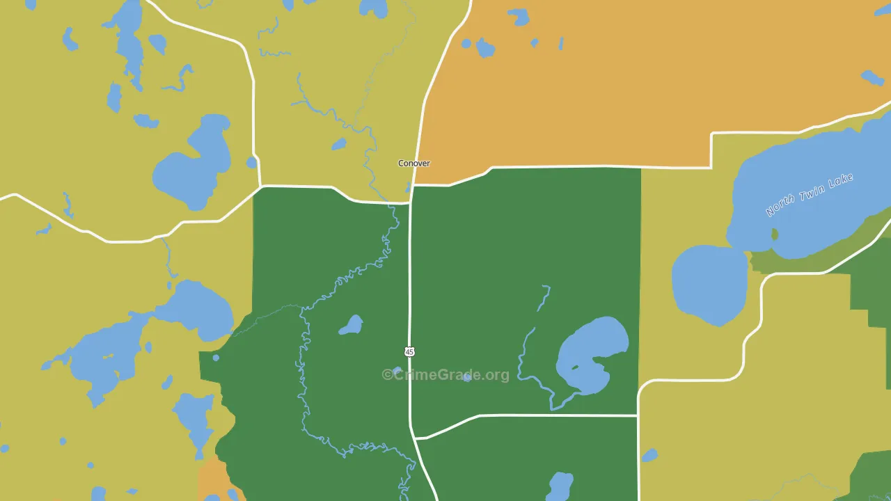 54519, WI Map of Drug-Related Crime Rates