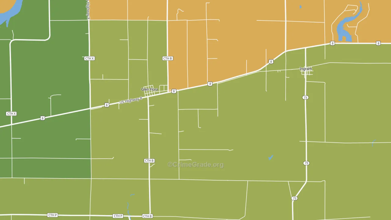 54526, WI Map of Drug-Related Crime Rates