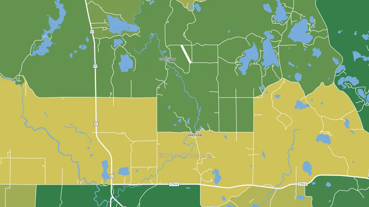 54529, WI Map of Drug-Related Crime Rates
