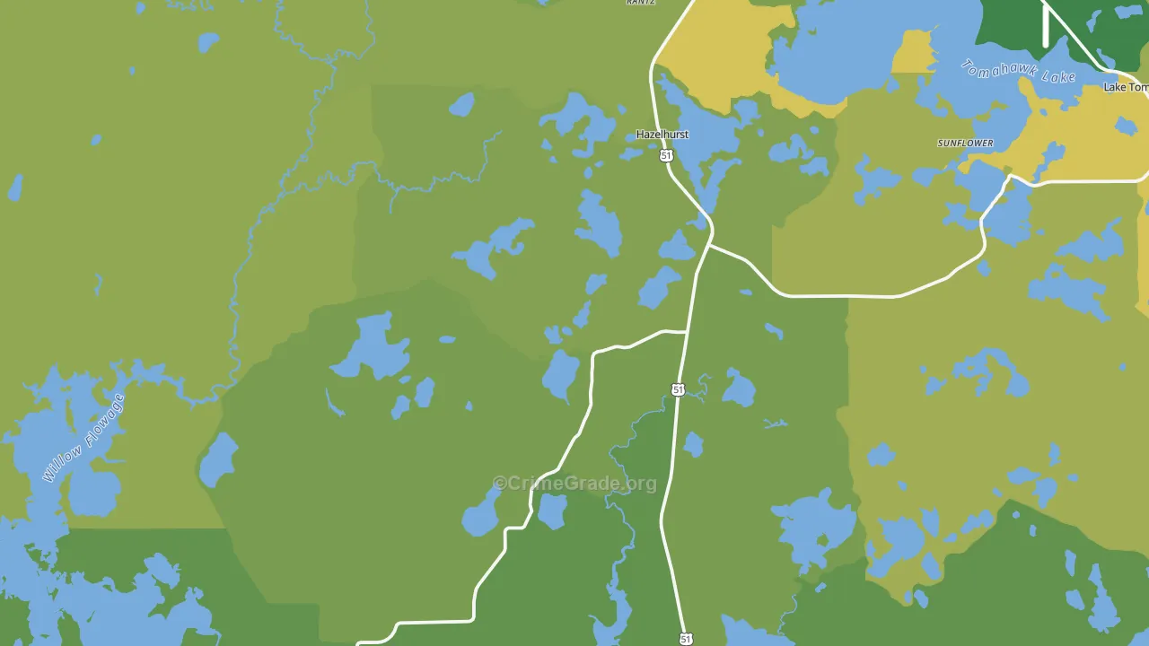 54531, WI Map of Drug-Related Crime Rates