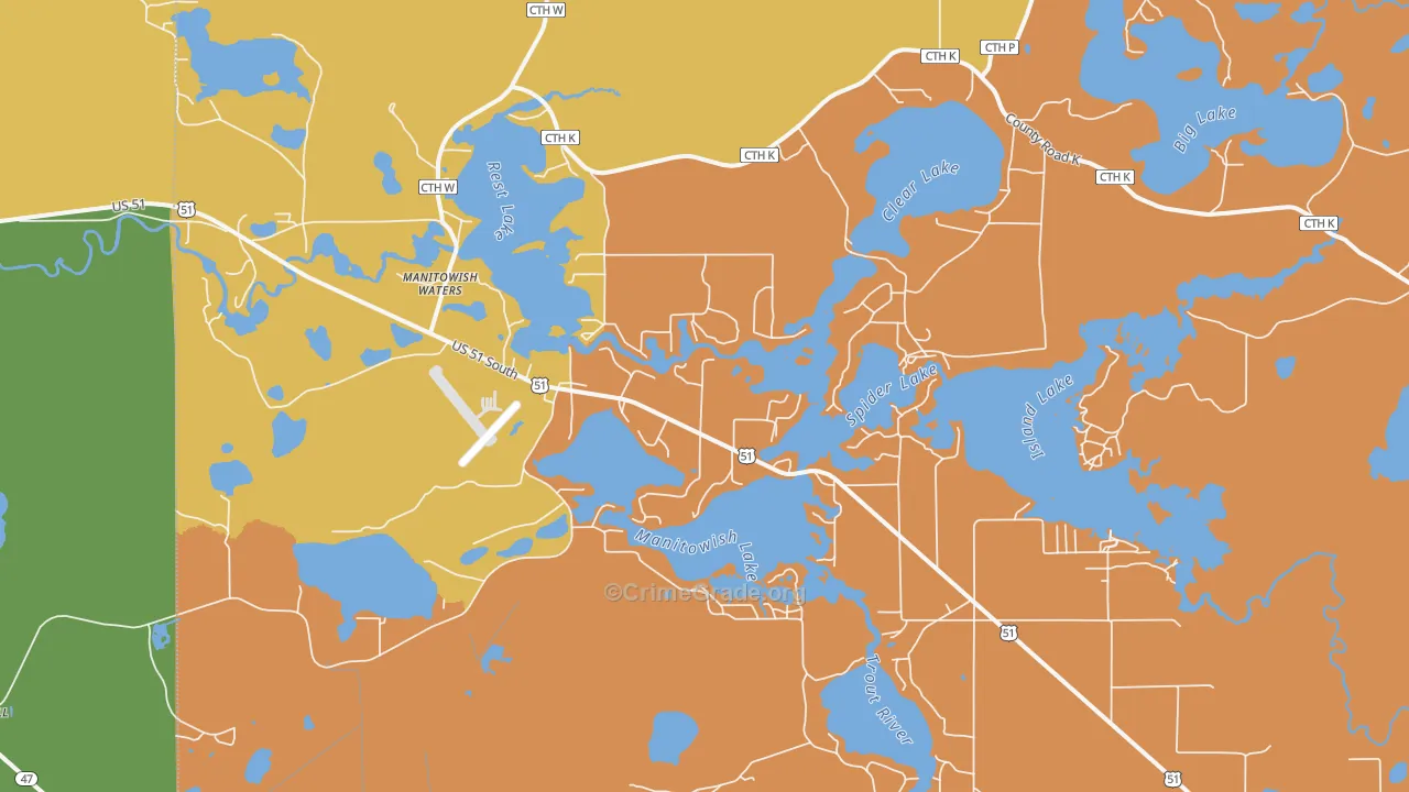 54545, WI Map of Drug-Related Crime Rates