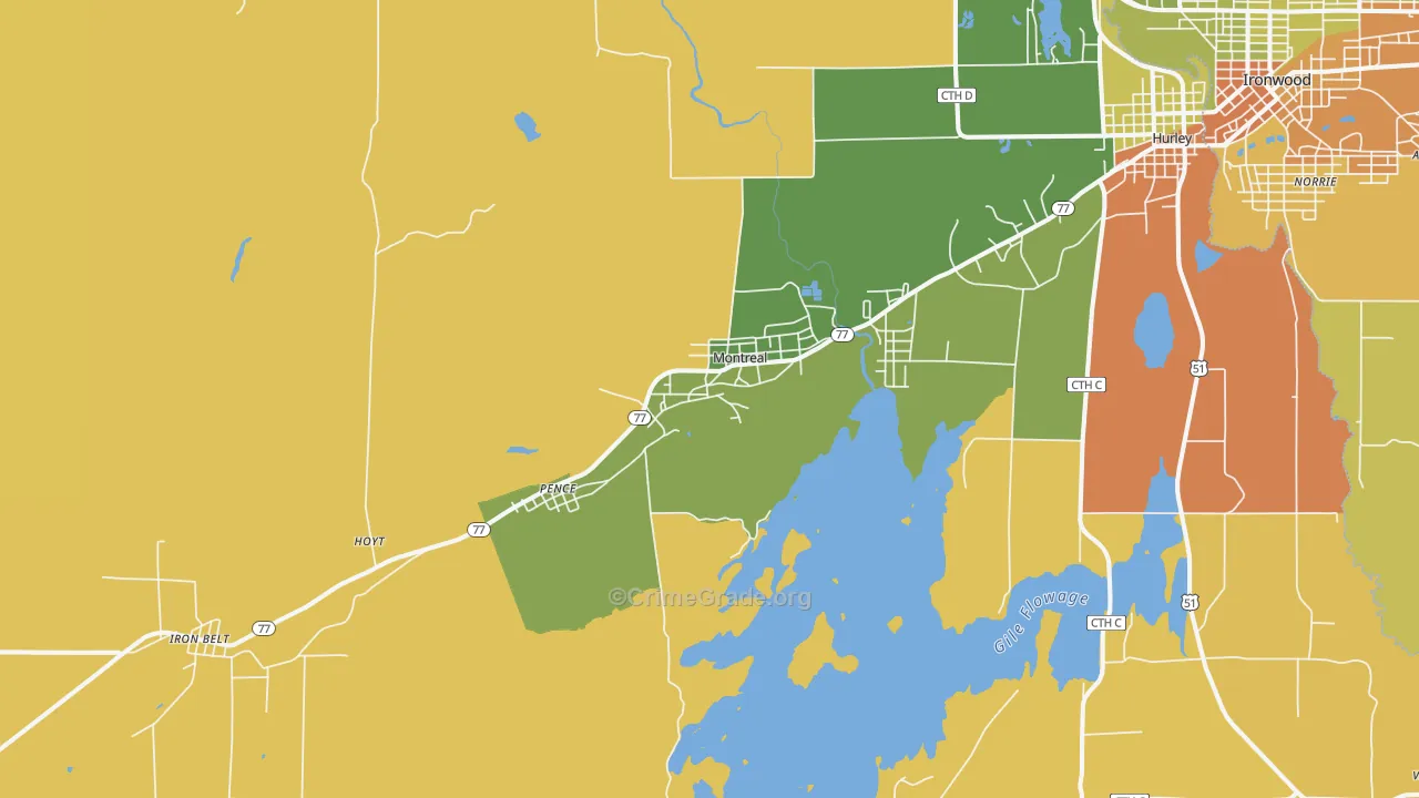 54550, WI Map of Drug-Related Crime Rates