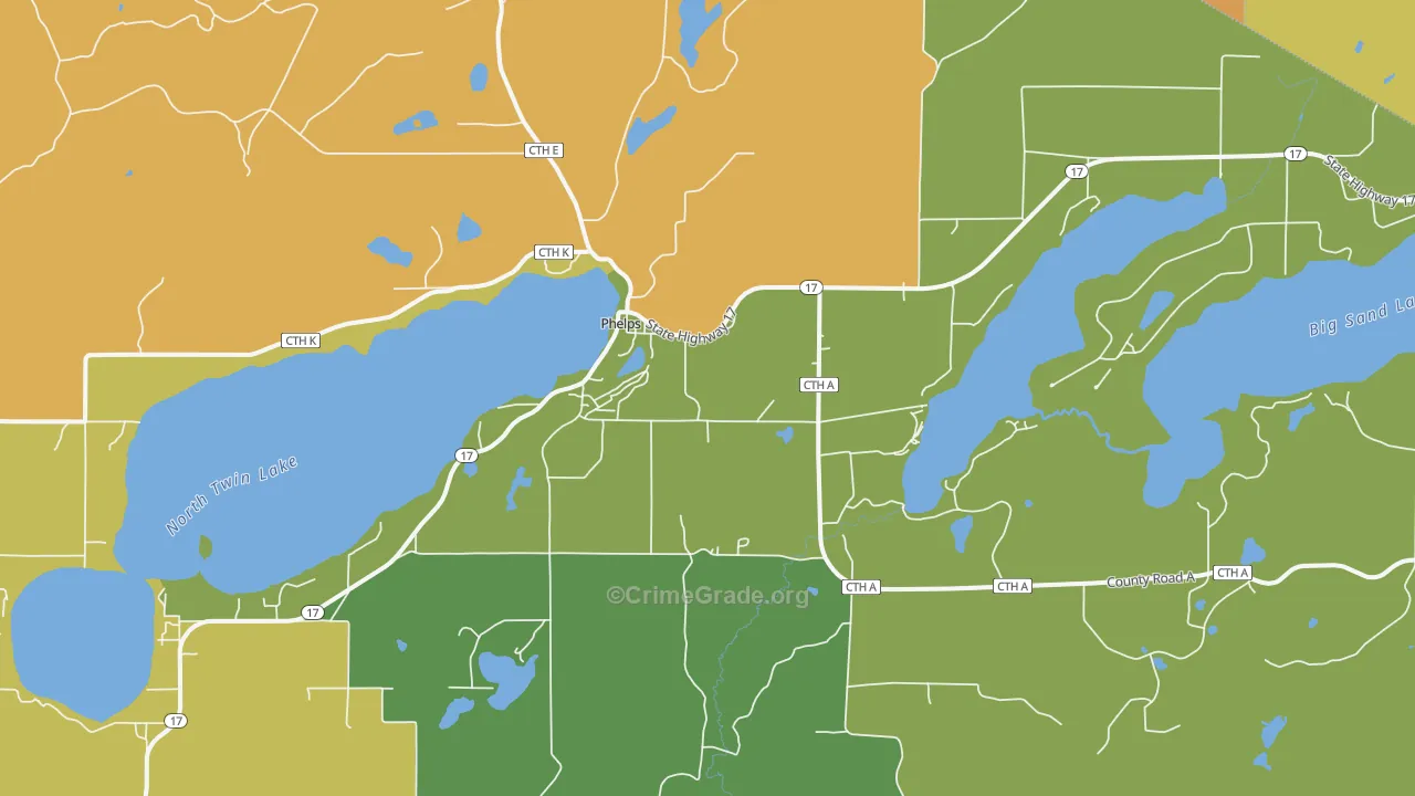 54554, WI Map of Drug-Related Crime Rates