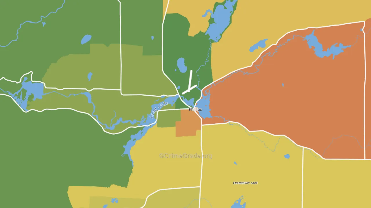 54555, WI Map of Drug-Related Crime Rates