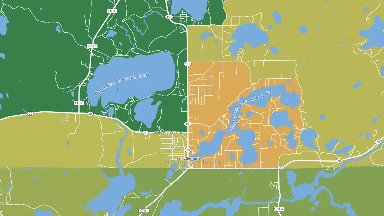54558, WI Map of Drug-Related Crime Rates