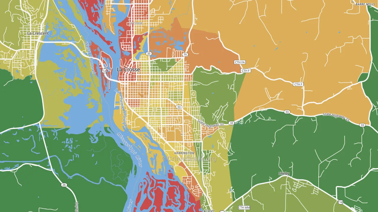 54601, WI Map of Drug-Related Crime Rates