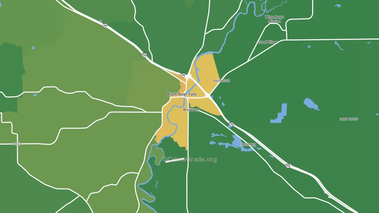 54615, WI Map of Drug-Related Crime Rates