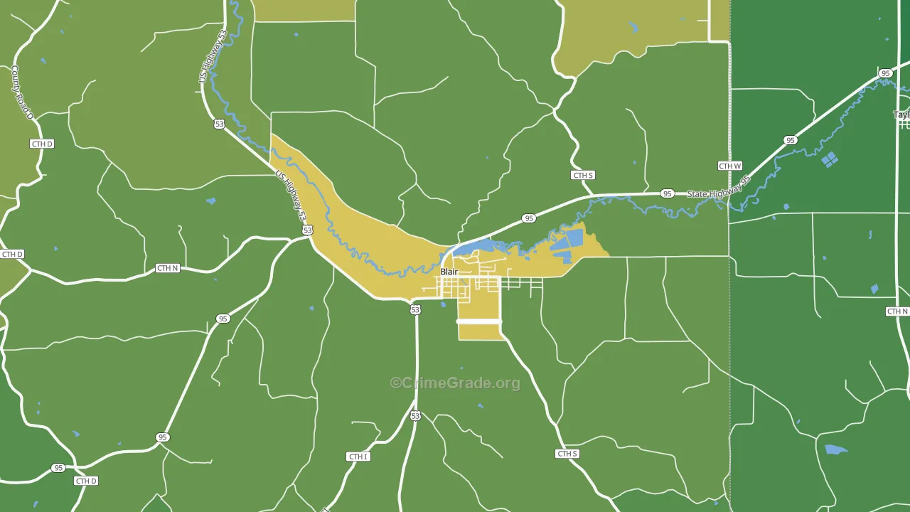 54616, WI Map of Drug-Related Crime Rates