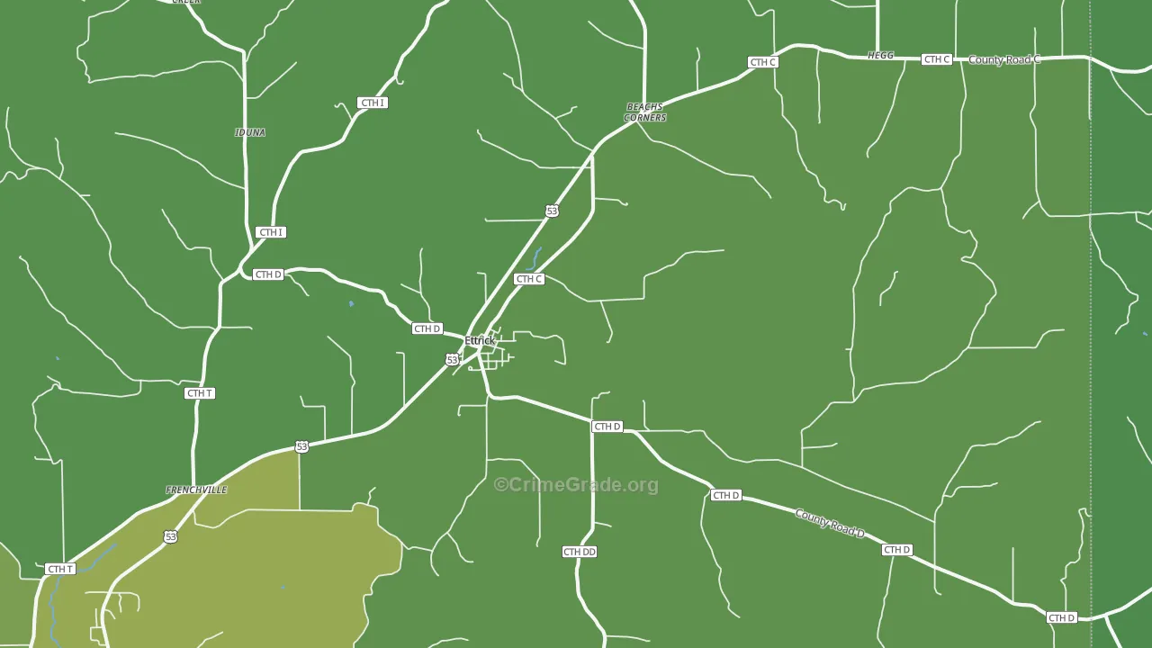 54627, WI Map of Drug-Related Crime Rates