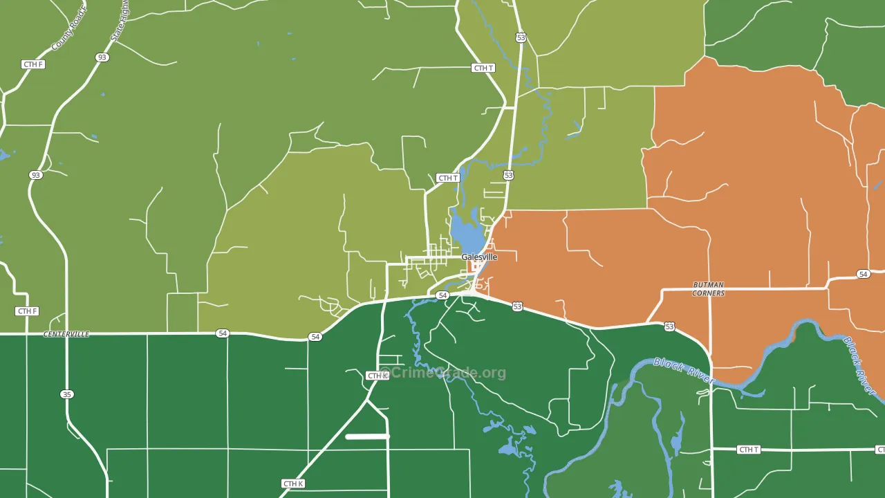 54630, WI Map of Drug-Related Crime Rates