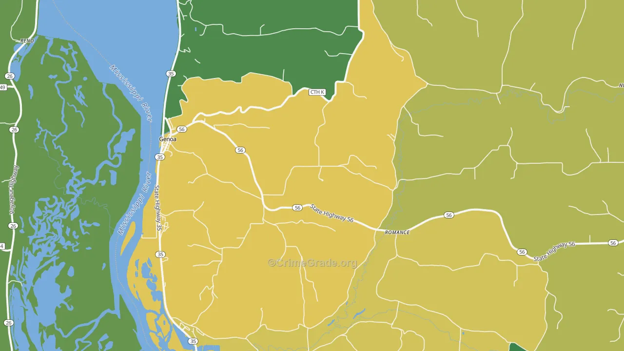 54632, WI Map of Drug-Related Crime Rates