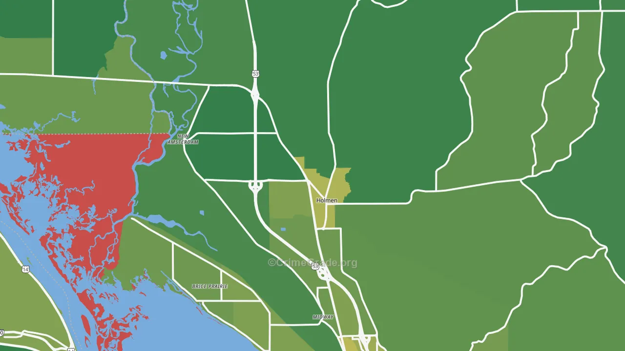 54636, WI Map of Drug-Related Crime Rates
