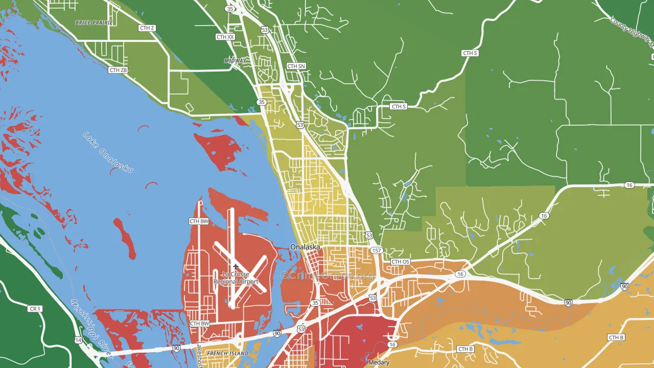 54650, WI Map of Drug-Related Crime Rates