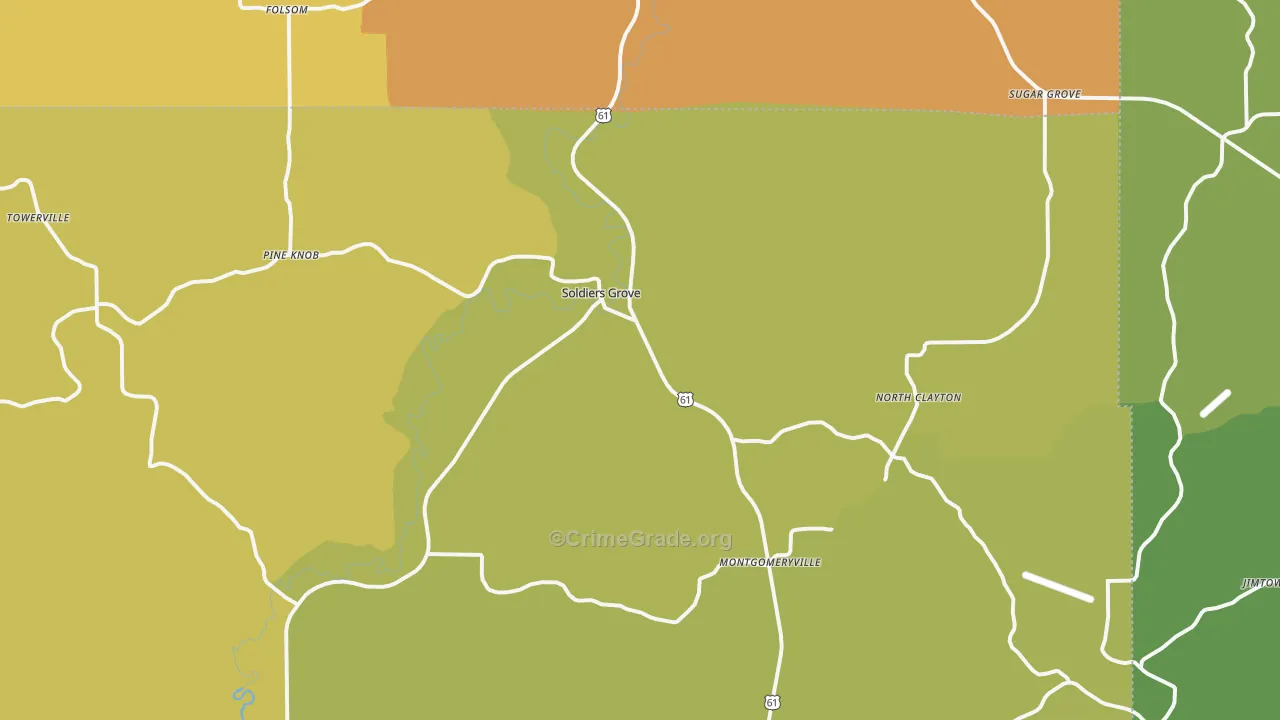 54655, WI Map of Drug-Related Crime Rates