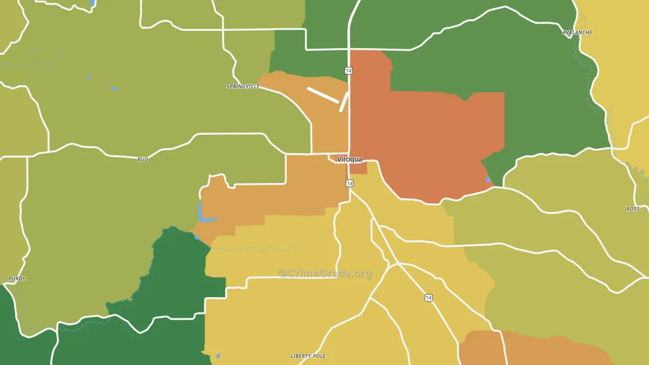 54665, WI Map of Drug-Related Crime Rates