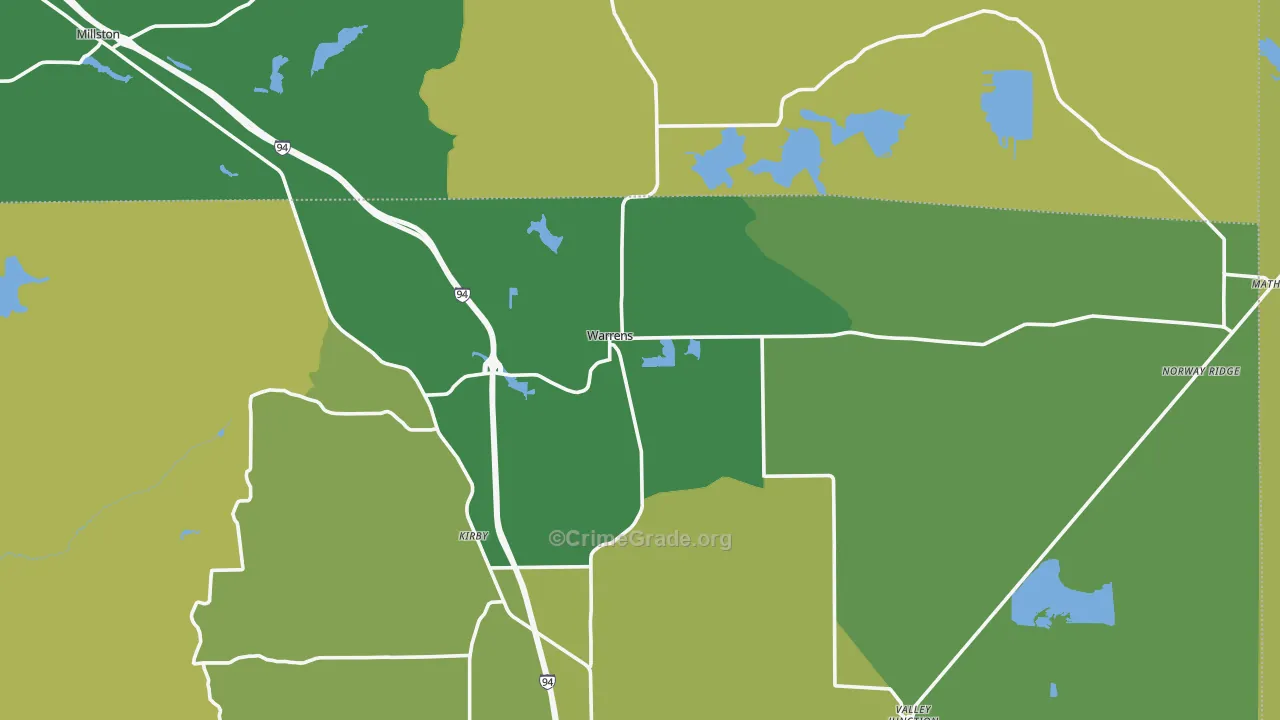 54666, WI Map of Drug-Related Crime Rates