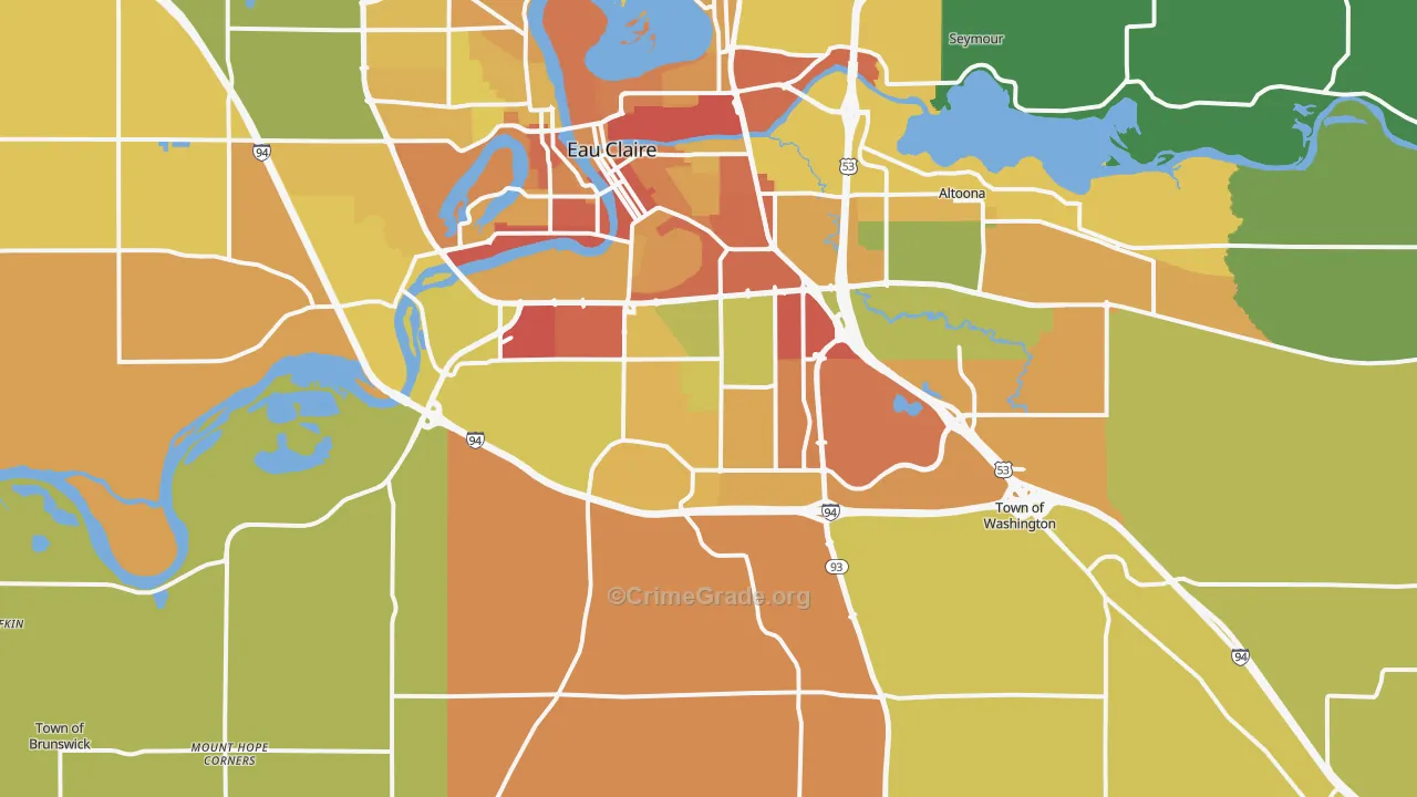 54701, WI Map of Drug-Related Crime Rates