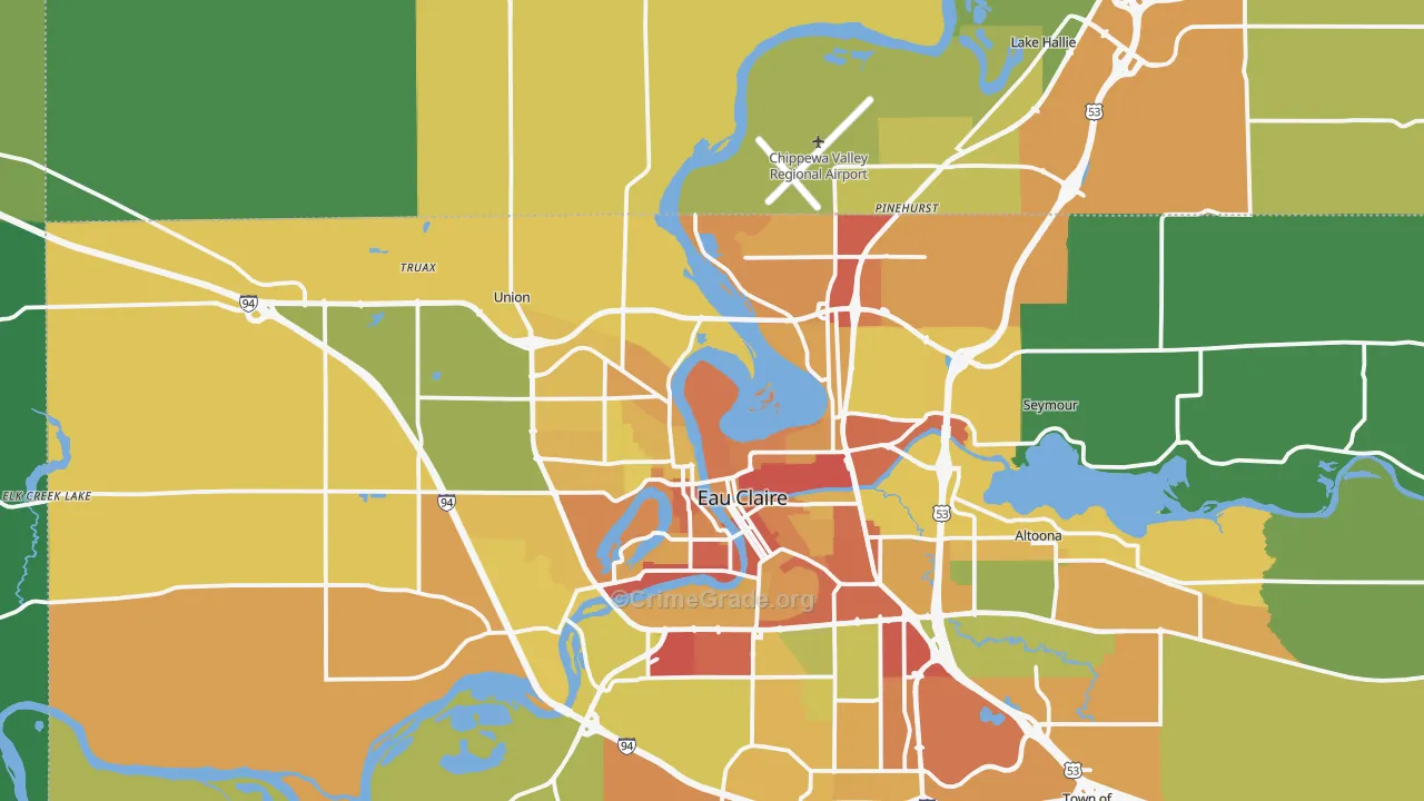 54703, WI Map of Drug-Related Crime Rates
