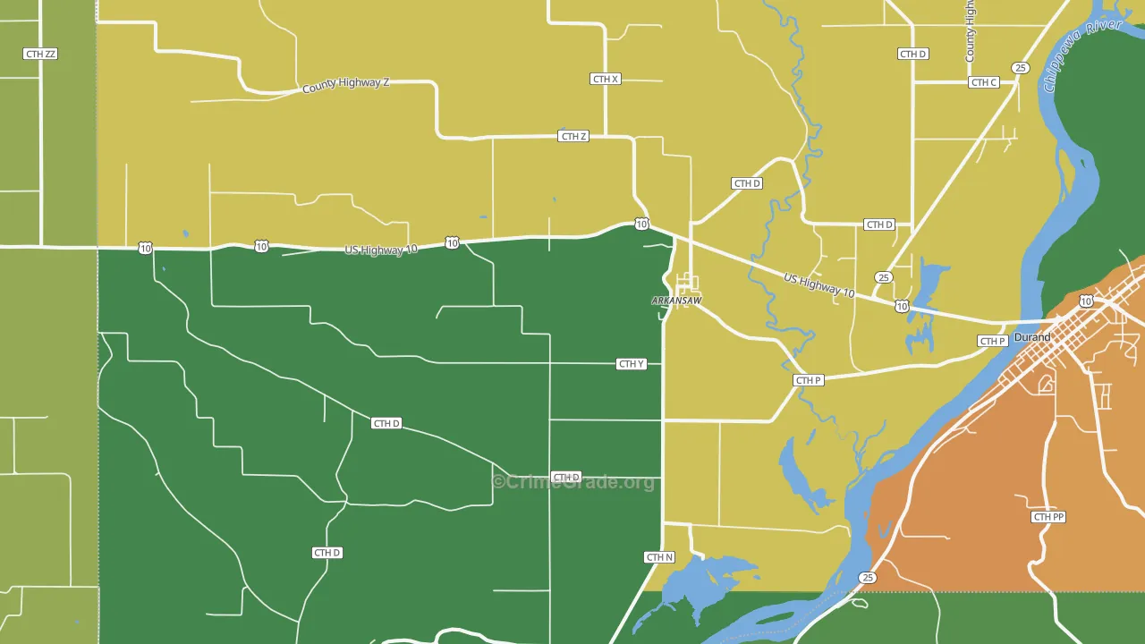 54721, WI Map of Drug-Related Crime Rates