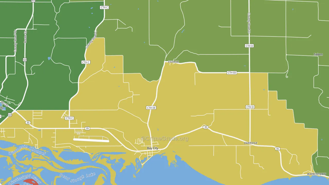 54723, WI Map of Drug-Related Crime Rates