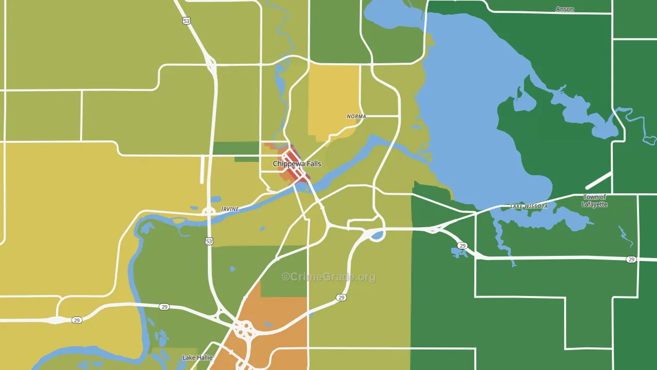 54729, WI Map of Drug-Related Crime Rates