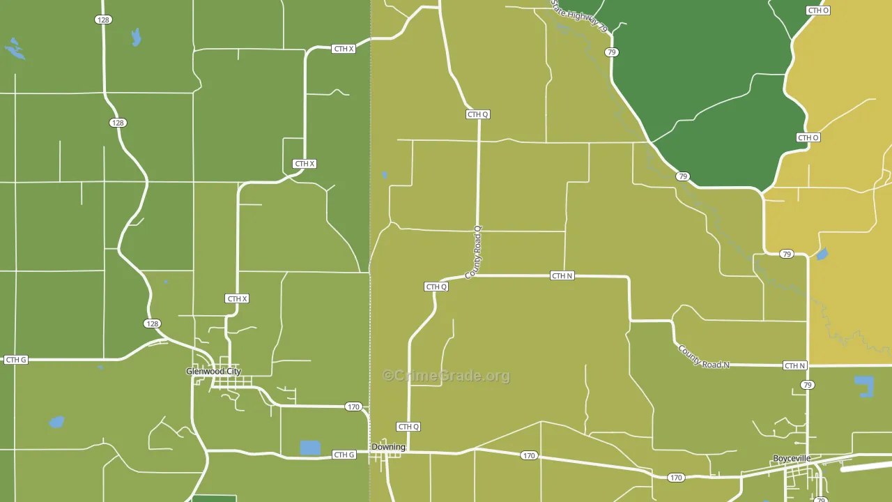 54734, WI Map of Drug-Related Crime Rates